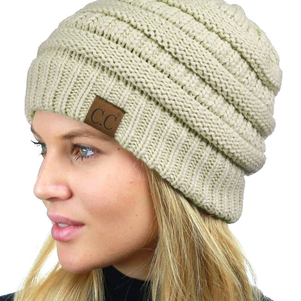 Chunky Cable Knit Beanie Sherpa Lined Unisex Winter Warm Cozy Retro Style